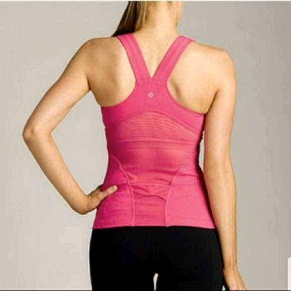 lululemon athletica Tops - Lululemon deep V mesh pink tank top size Med